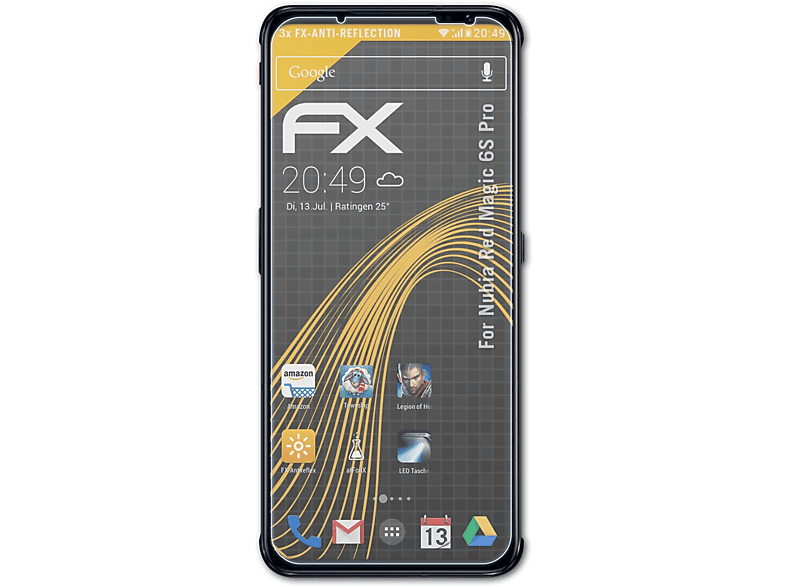 ATFOLIX 3x FX-Antireflex Displayschutz(für Nubia Red Magic 6S Pro)