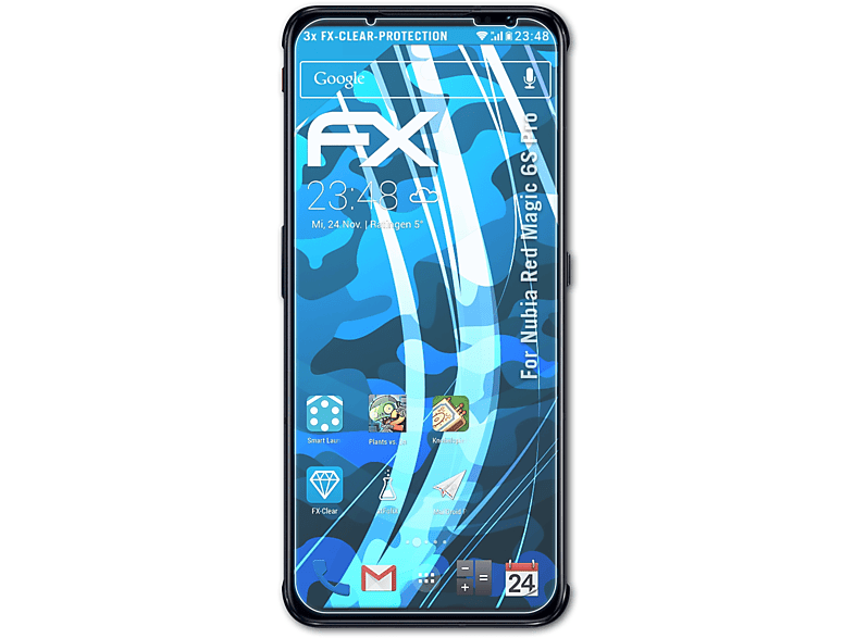 ATFOLIX 3x FX-Clear Displayschutz(für Nubia Red Magic 6S Pro)