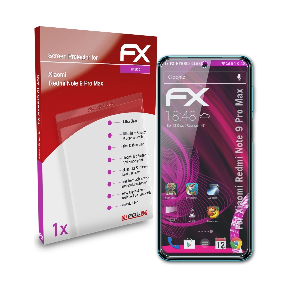 ATFOLIX FX-Hybrid-Glass Schutzglas(für Xiaomi Redmi Pro Max) 9 Note