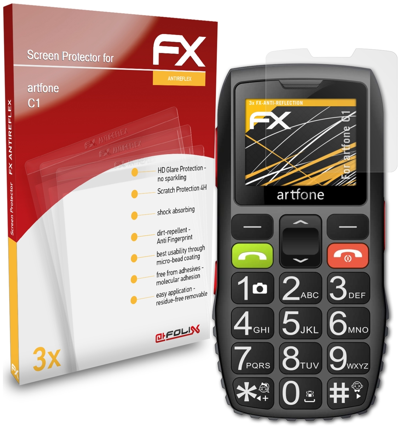 ATFOLIX 3x FX-Antireflex Displayschutz(für artfone C1)