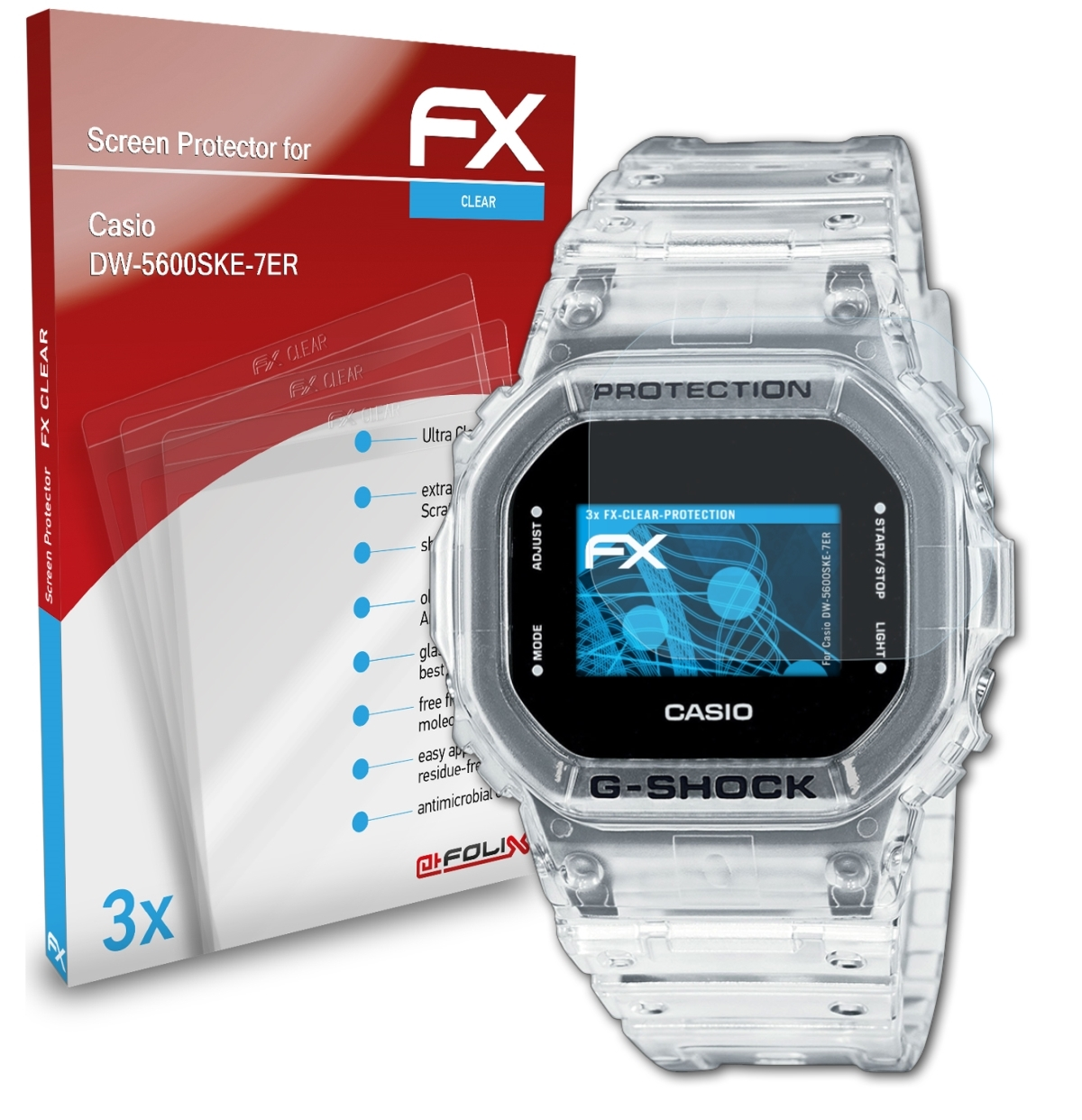 FX-Clear 3x DW-5600SKE-7ER) ATFOLIX Casio Displayschutz(für