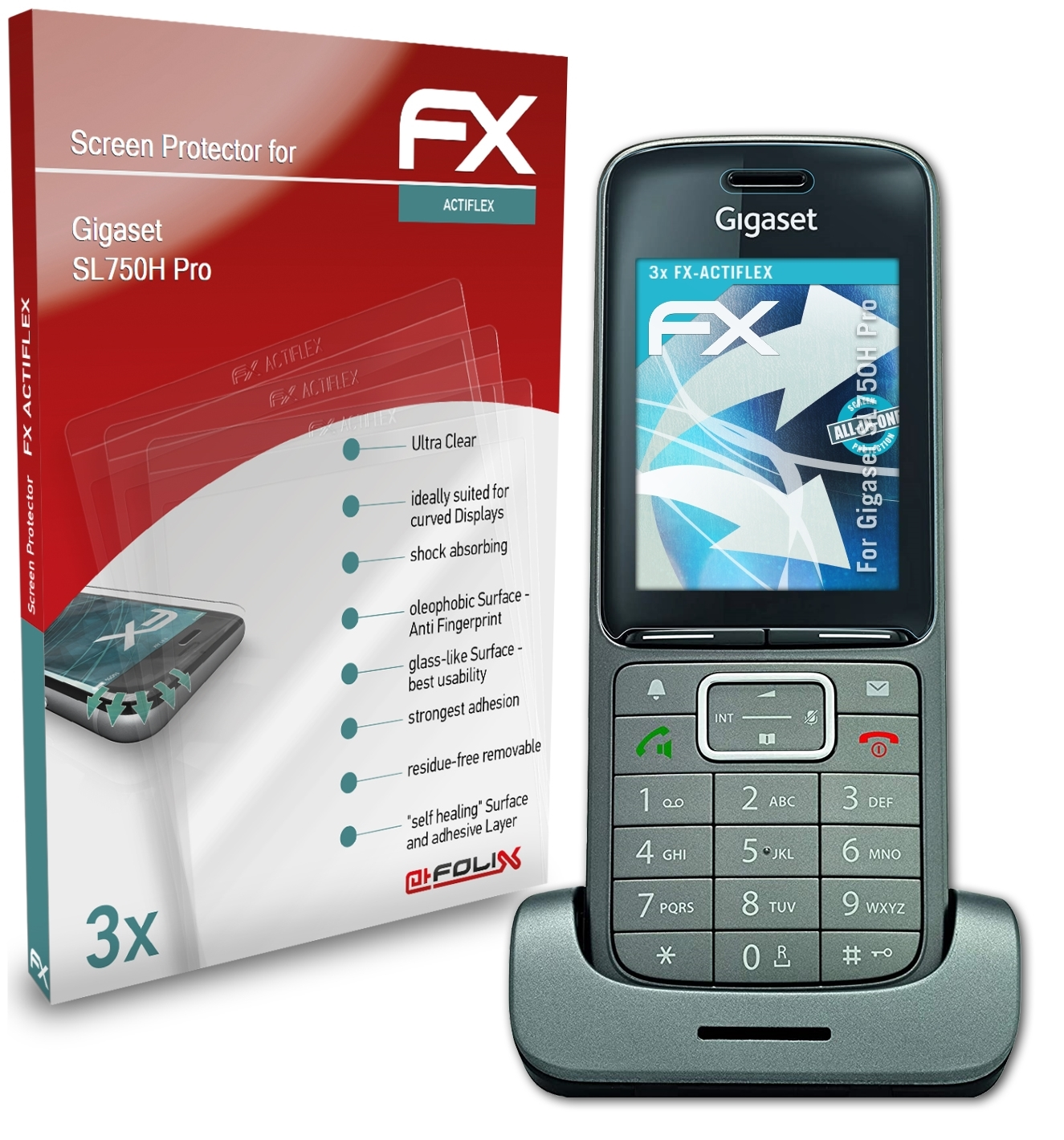 Gigaset Displayschutz(für Pro) FX-ActiFleX ATFOLIX SL750H 3x