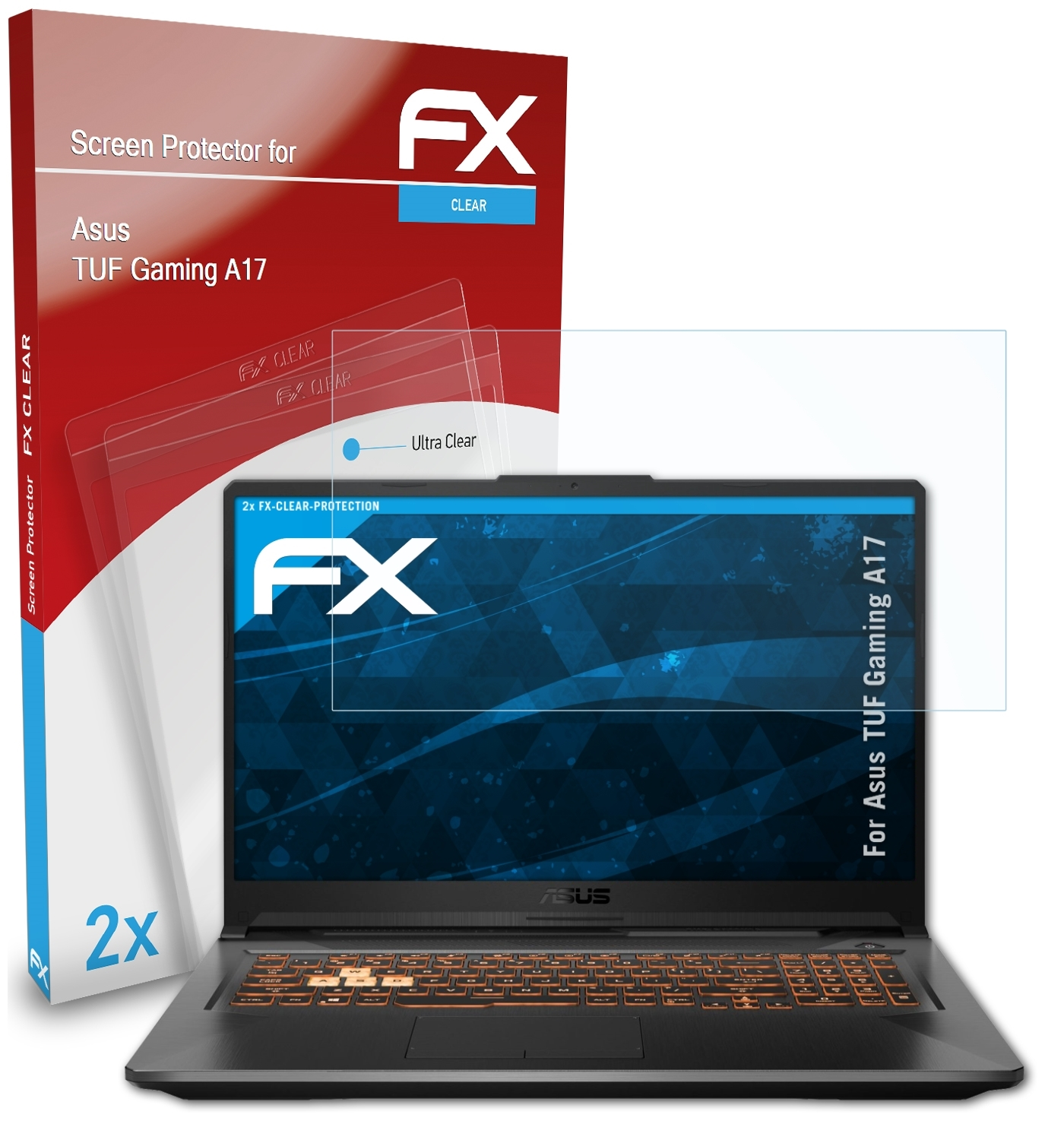 TUF Displayschutz(für A17 Gaming 2x FX-Clear ATFOLIX Asus (2020))