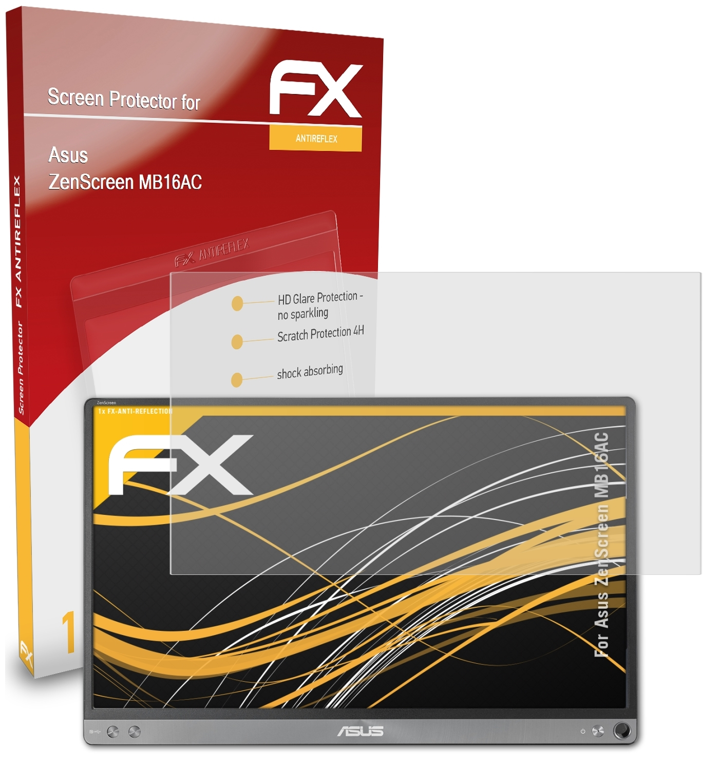 ATFOLIX FX-Antireflex MB16AC) ZenScreen Asus Displayschutz(für