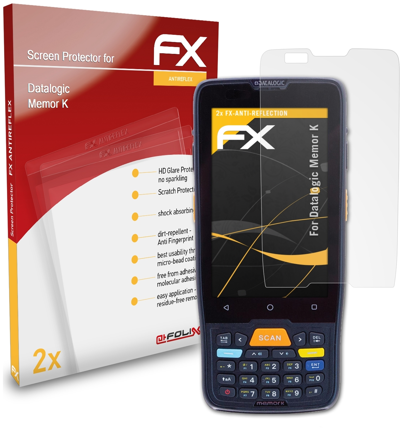 ATFOLIX 2x FX-Antireflex Displayschutz(für Datalogic K) Memor
