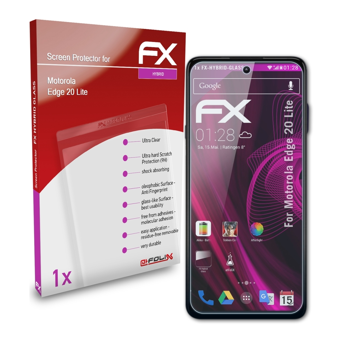 Lite) ATFOLIX 20 Schutzglas(für FX-Hybrid-Glass Motorola Edge
