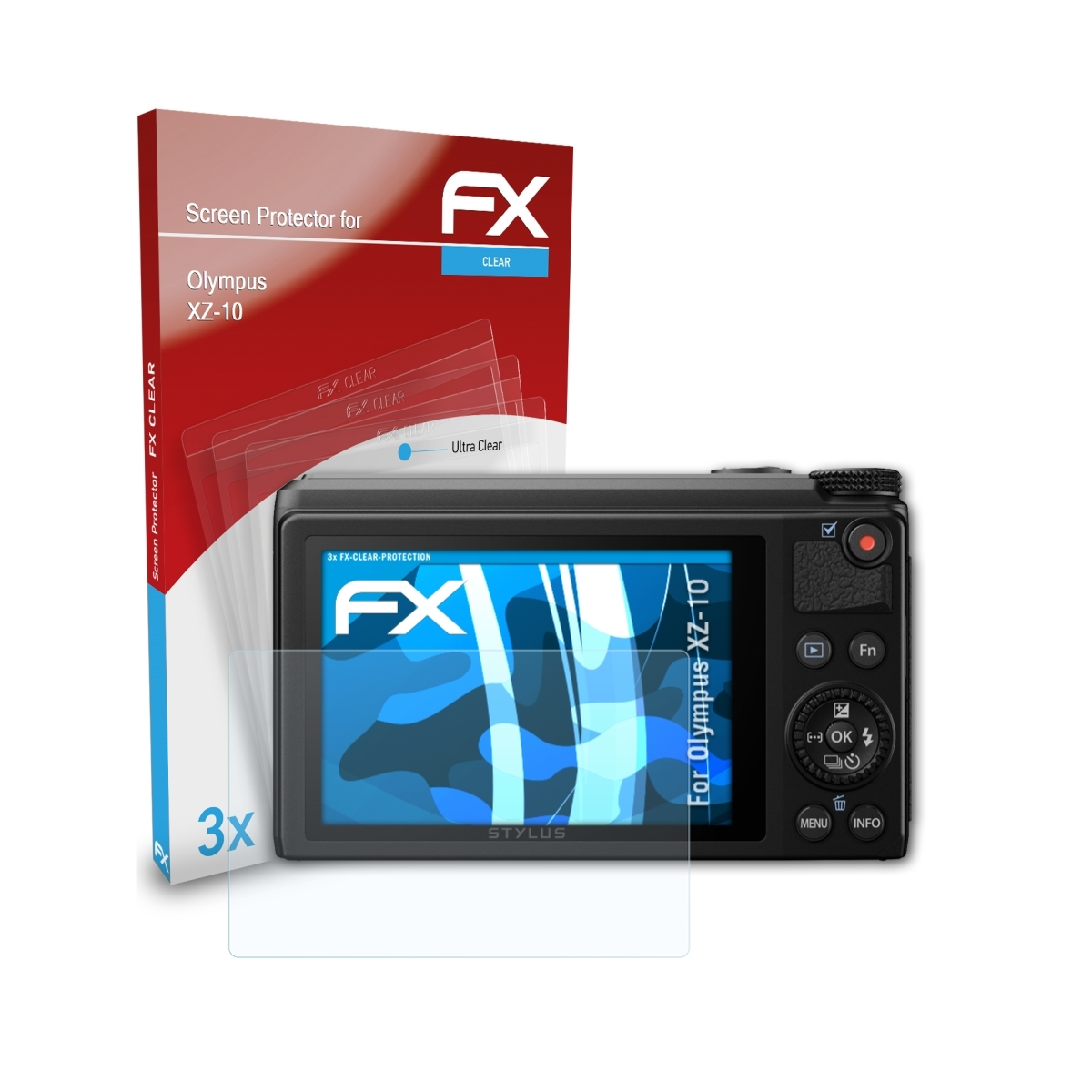 3x Olympus XZ-10) ATFOLIX Displayschutz(für FX-Clear