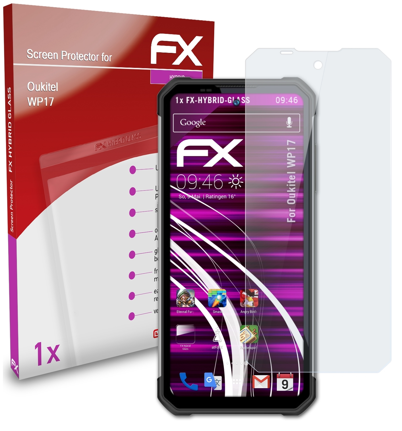 ATFOLIX FX-Hybrid-Glass Schutzglas(für Oukitel WP17)