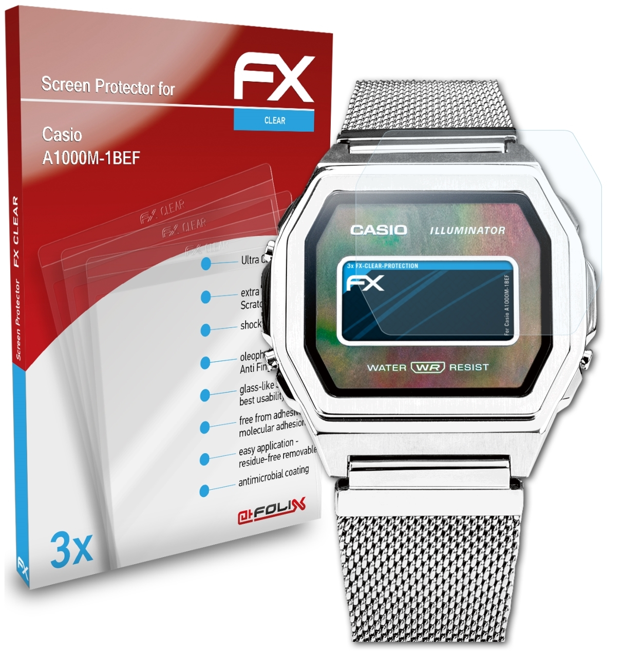 ATFOLIX 3x FX-Clear Casio Displayschutz(für A1000M-1BEF)