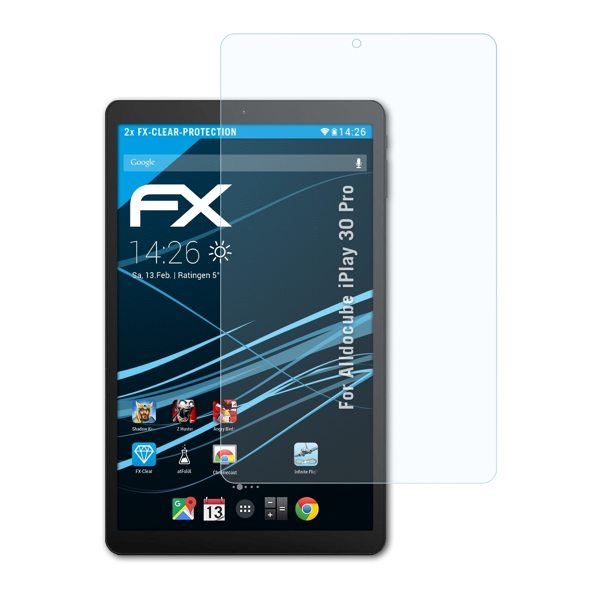 30 ATFOLIX iPlay Pro) 2x Displayschutz(für Alldocube FX-Clear