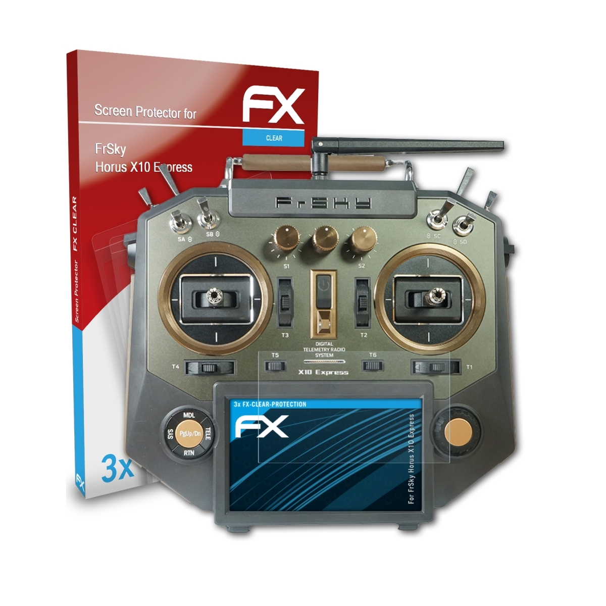 ATFOLIX Express) Horus FrSky X10 Displayschutz(für FX-Clear 3x