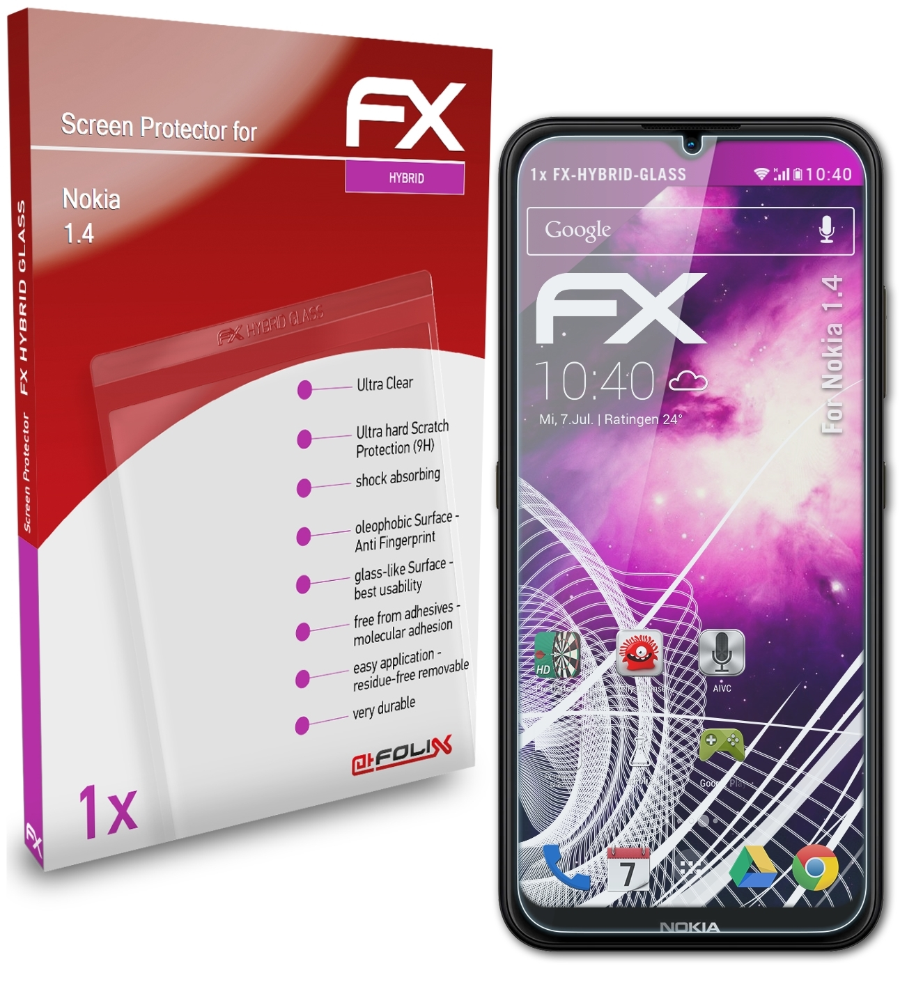ATFOLIX FX-Hybrid-Glass 1.4) Schutzglas(für Nokia