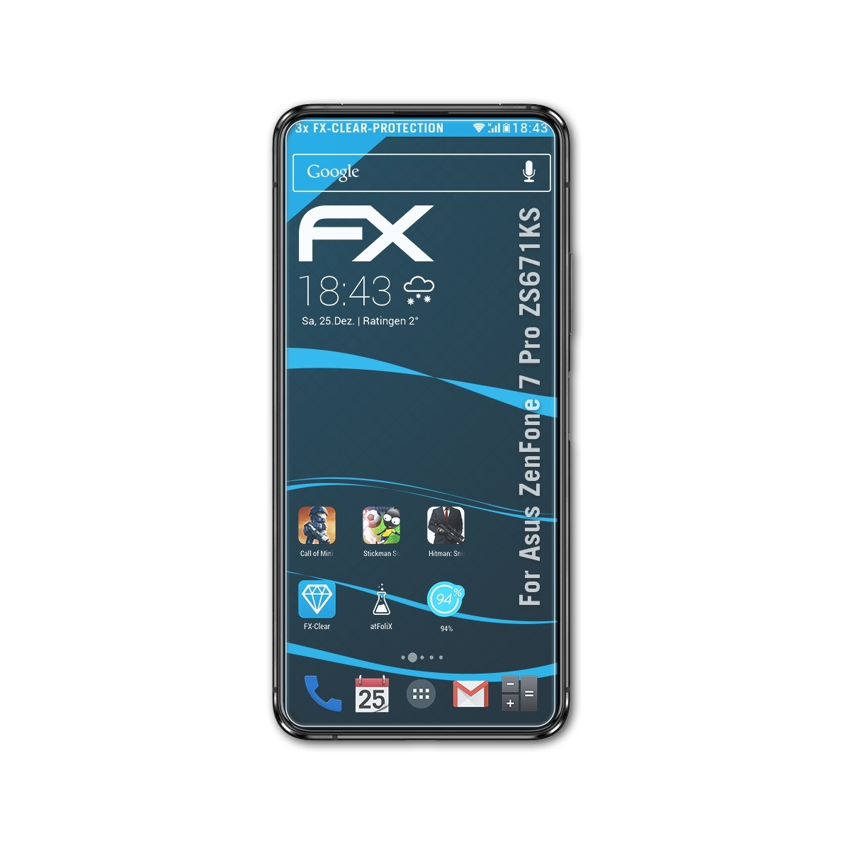 ATFOLIX 3x FX-Clear Displayschutz(für Asus (ZS671KS)) Pro ZenFone 7