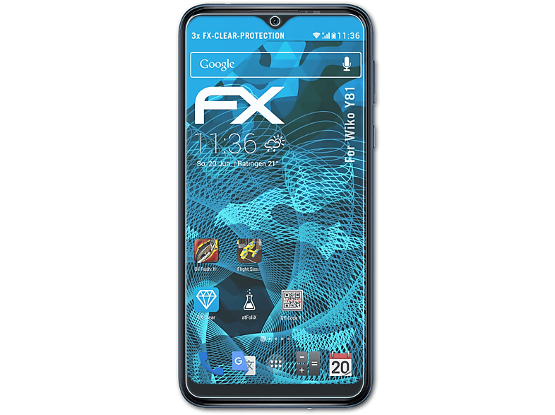 ATFOLIX 3x FX-Clear Y81) Wiko Displayschutz(für