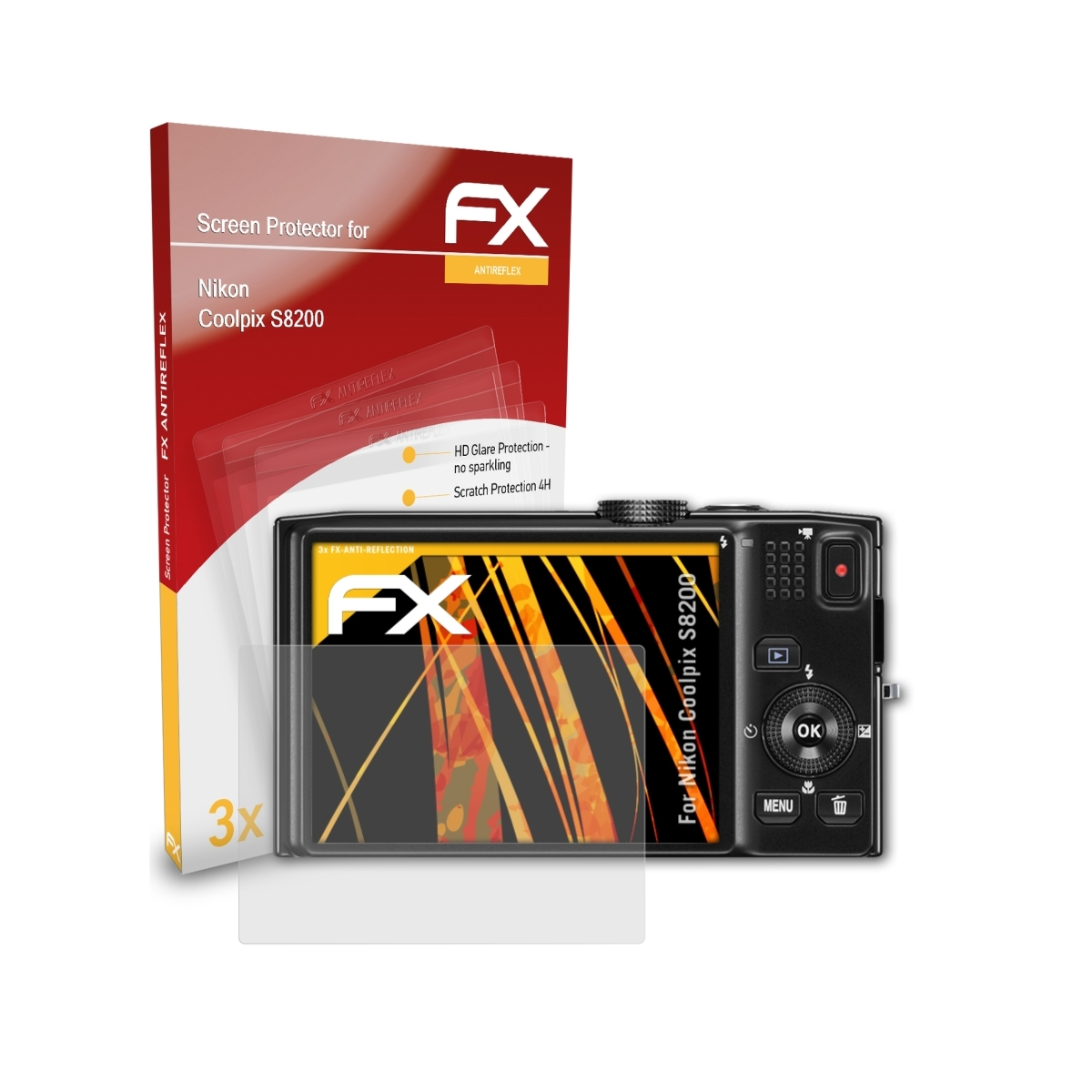 ATFOLIX 3x FX-Antireflex Displayschutz(für Coolpix Nikon S8200)
