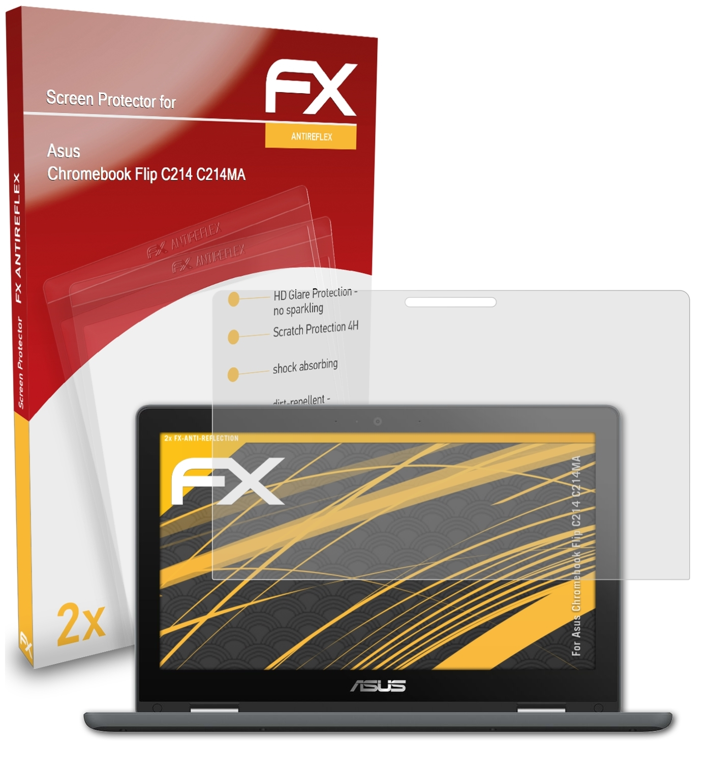 C214 FX-Antireflex 2x (C214MA)) Flip Displayschutz(für Asus Chromebook ATFOLIX