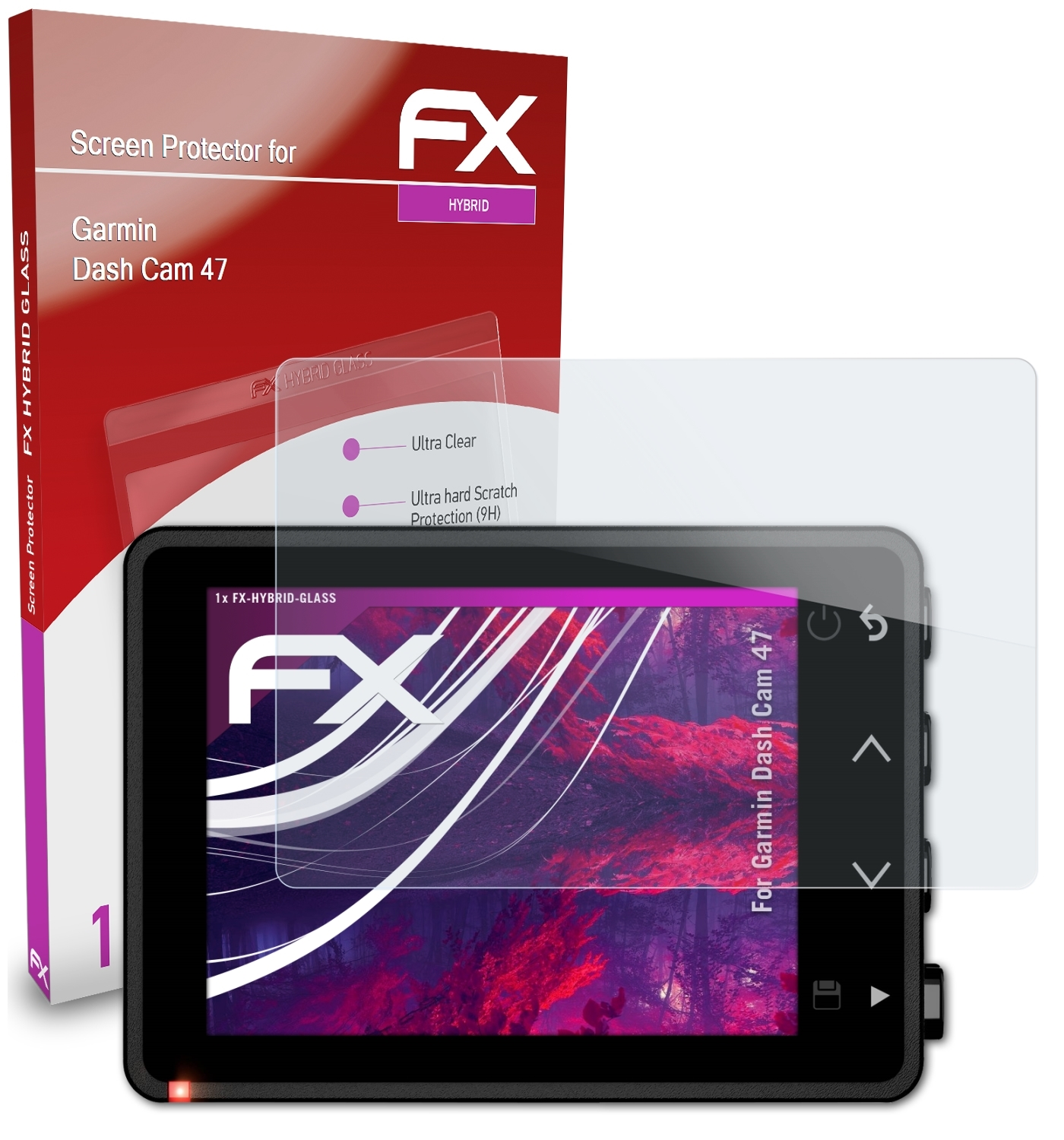 ATFOLIX FX-Hybrid-Glass Schutzglas(für Garmin Dash Cam 47)