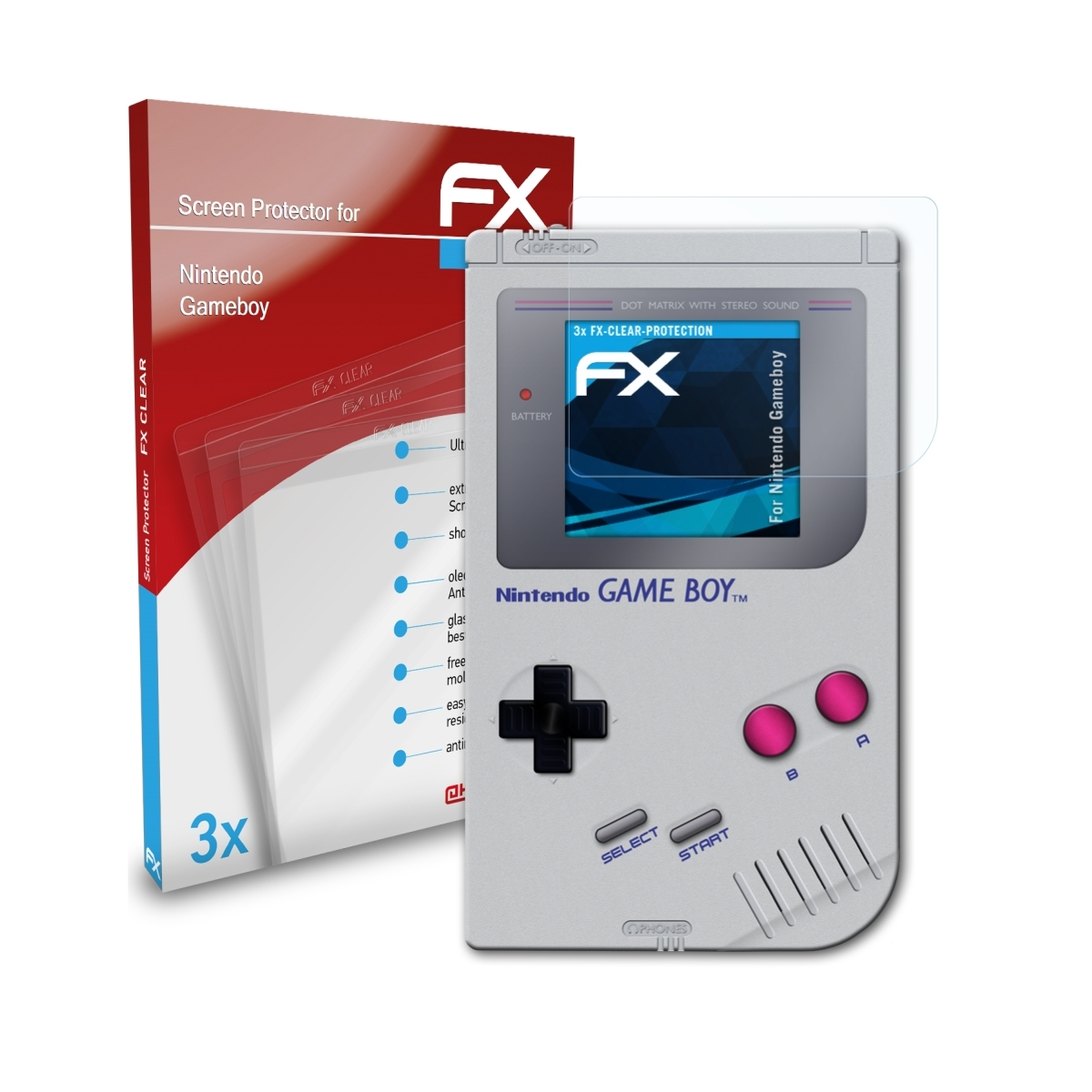 ATFOLIX 3x FX-Clear GameBoy) Displayschutz(für Nintendo