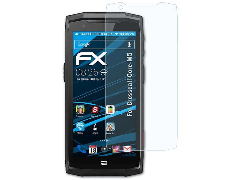 FX-Clear Core-M5) Crosscall ATFOLIX Displayschutz(für 3x