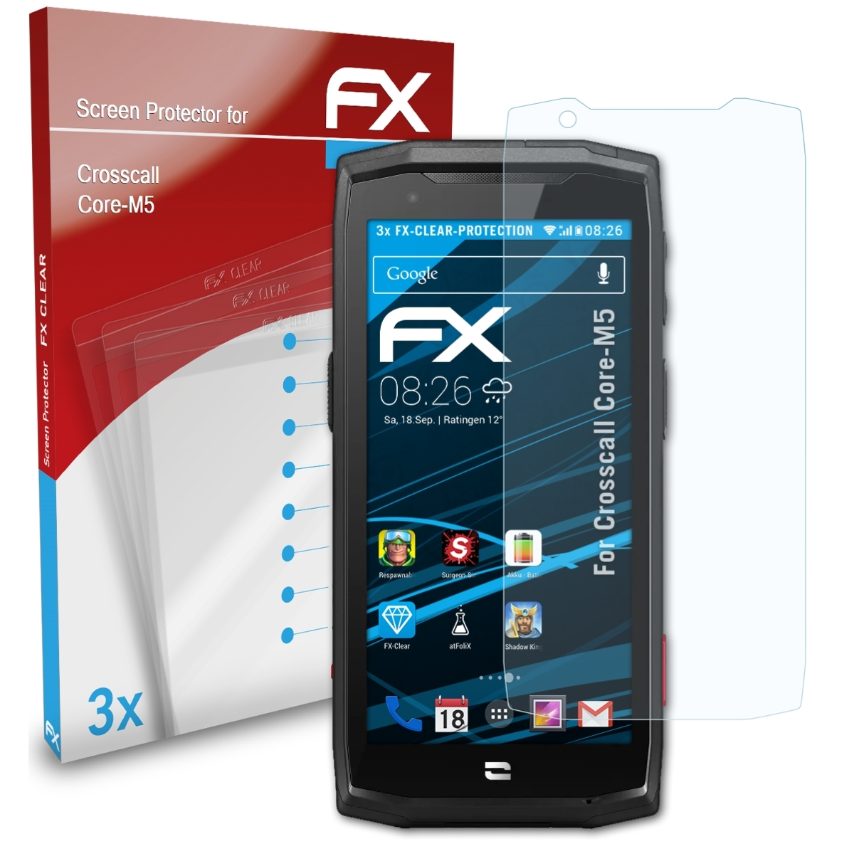 ATFOLIX 3x Displayschutz(für Crosscall FX-Clear Core-M5)