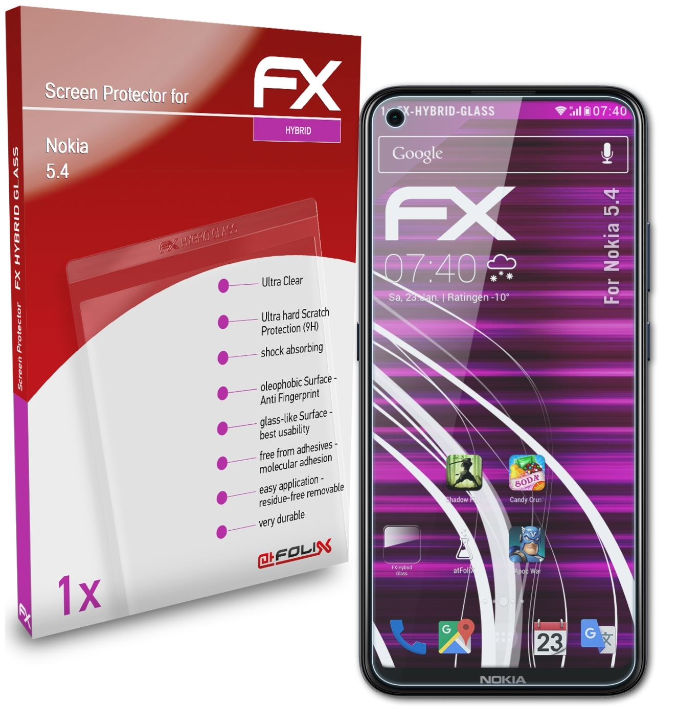 ATFOLIX FX-Hybrid-Glass Schutzglas(für Nokia 5.4)