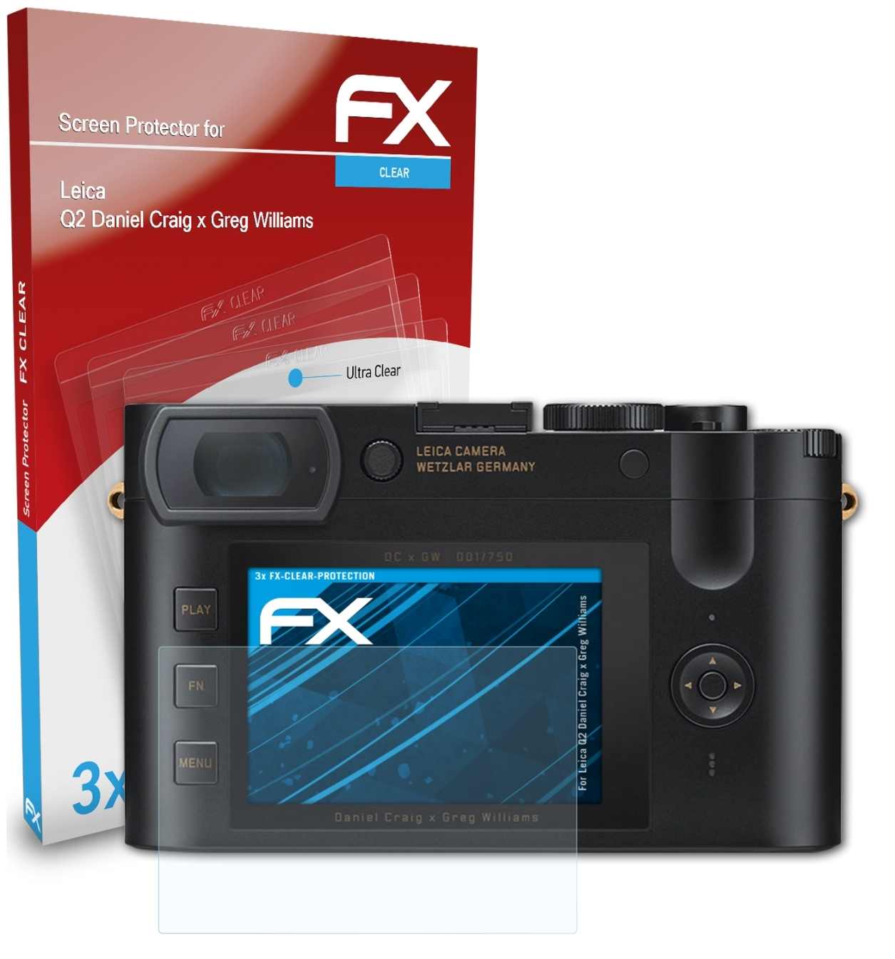 ATFOLIX 3x FX-Clear Displayschutz(für Williams)) (Daniel Leica Q2 Craig x Greg