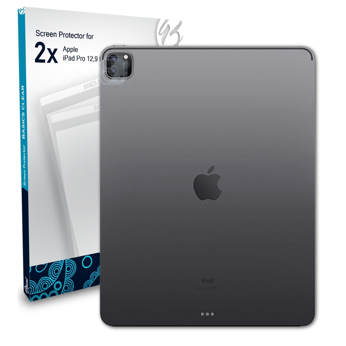 BRUNI 2x Basics-Clear Schutzfolie(für Apple Lens Pro iPad (2021)) 12,9