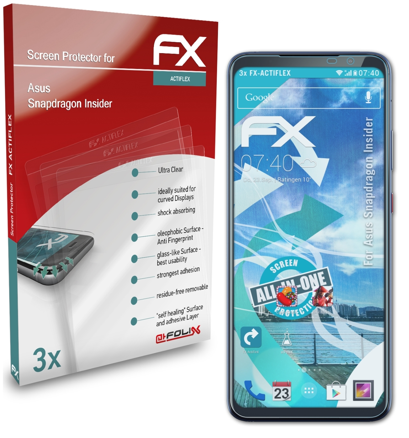 ATFOLIX 3x FX-ActiFleX Displayschutz(für Snapdragon Insider) Asus