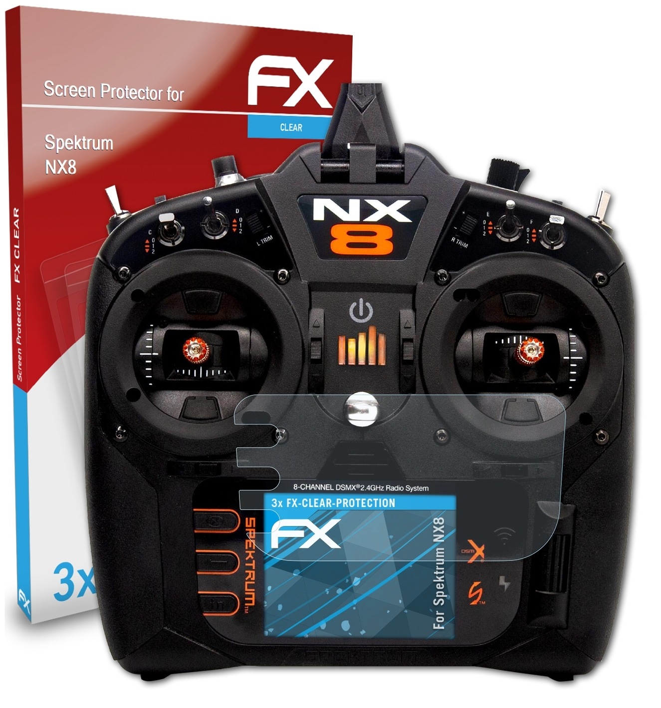 NX8) Displayschutz(für 3x ATFOLIX Spektrum FX-Clear