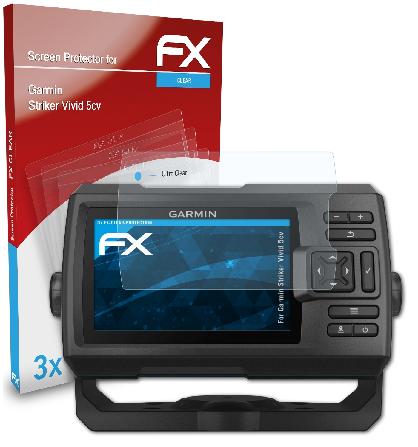 5cv) Striker 3x FX-Clear Garmin Displayschutz(für Vivid ATFOLIX