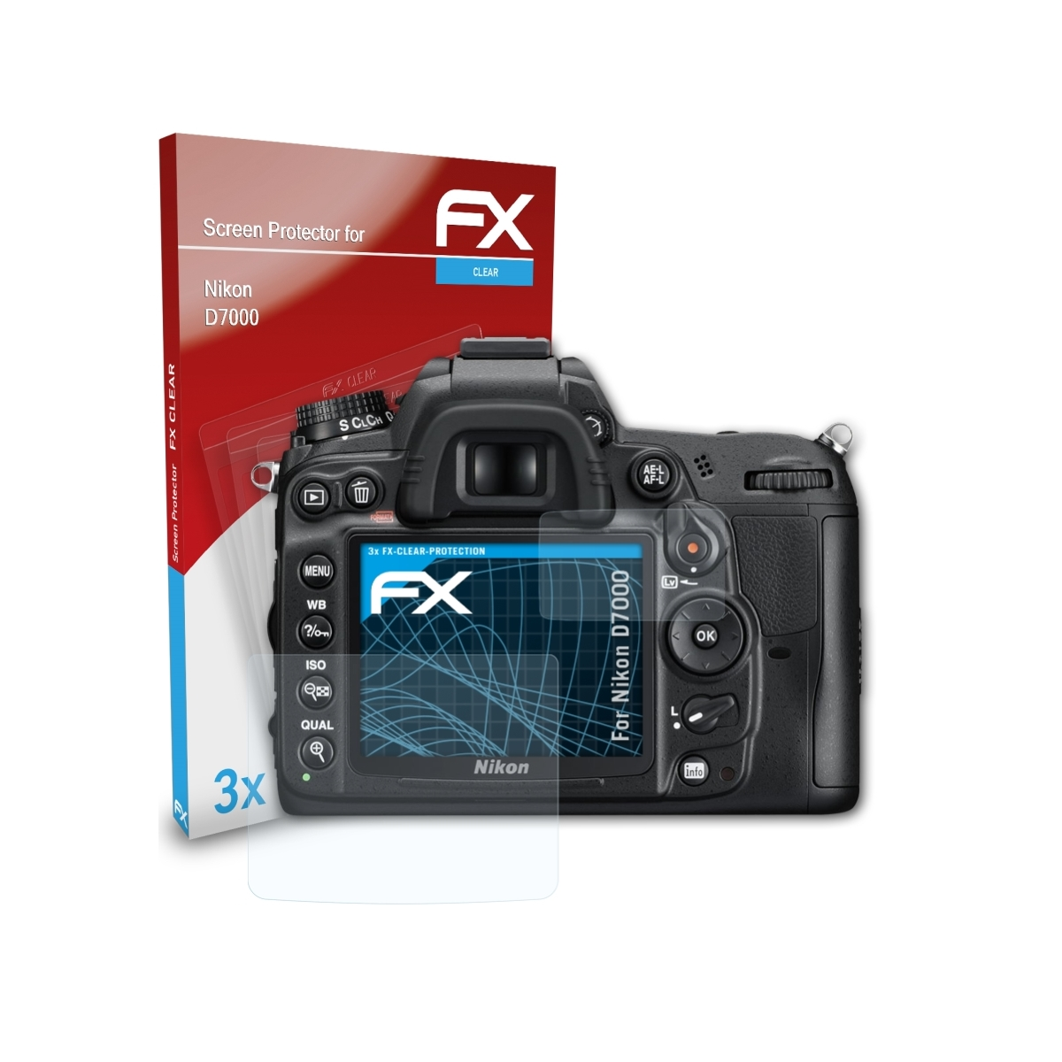 D7000) FX-Clear Displayschutz(für Nikon 3x ATFOLIX