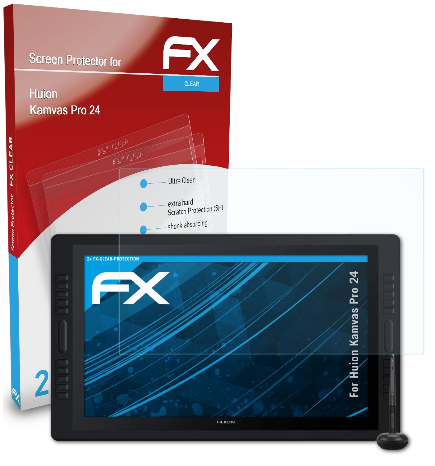 ATFOLIX 2x FX-Clear Pro 24) Displayschutz(für Kamvas Huion