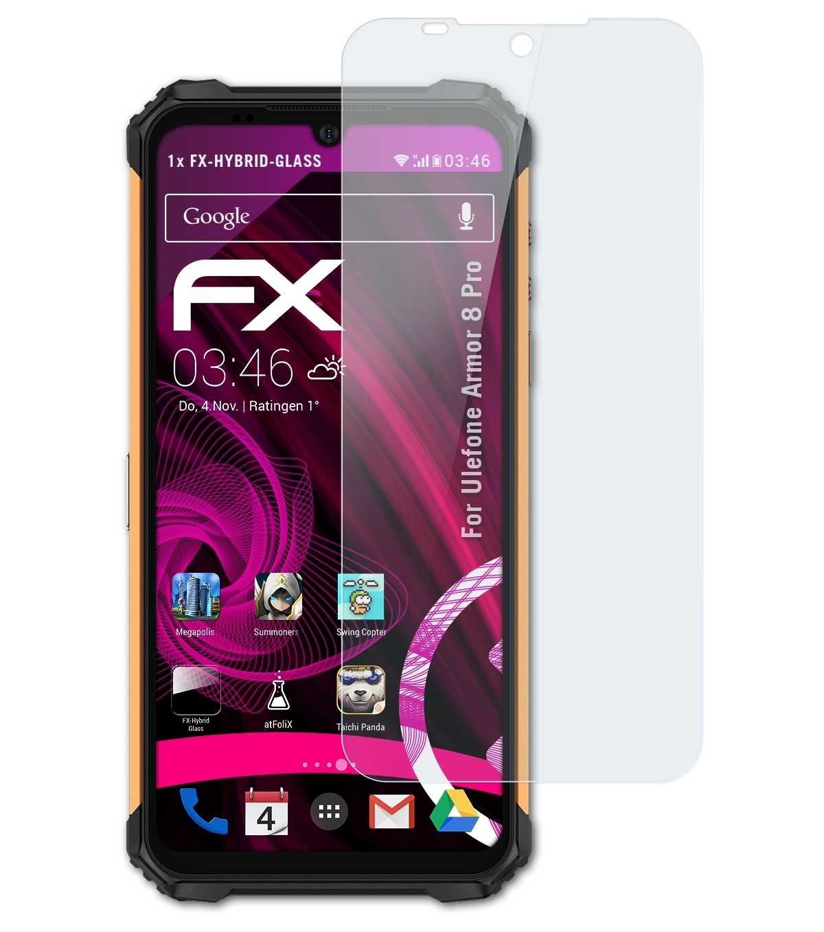 ATFOLIX FX-Hybrid-Glass Schutzglas(für Ulefone Armor 8 Pro)