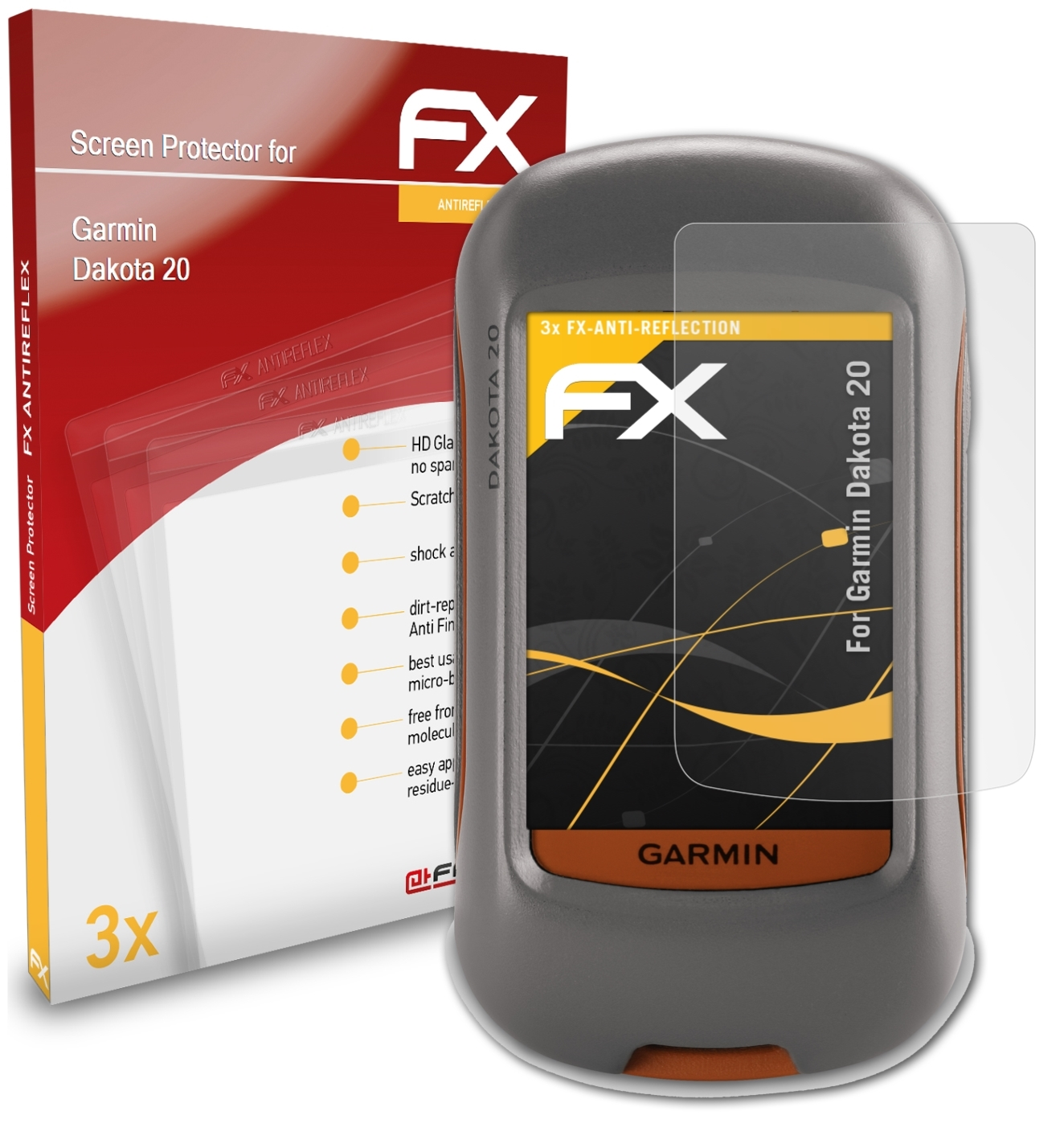 20) Dakota FX-Antireflex Displayschutz(für 3x ATFOLIX Garmin