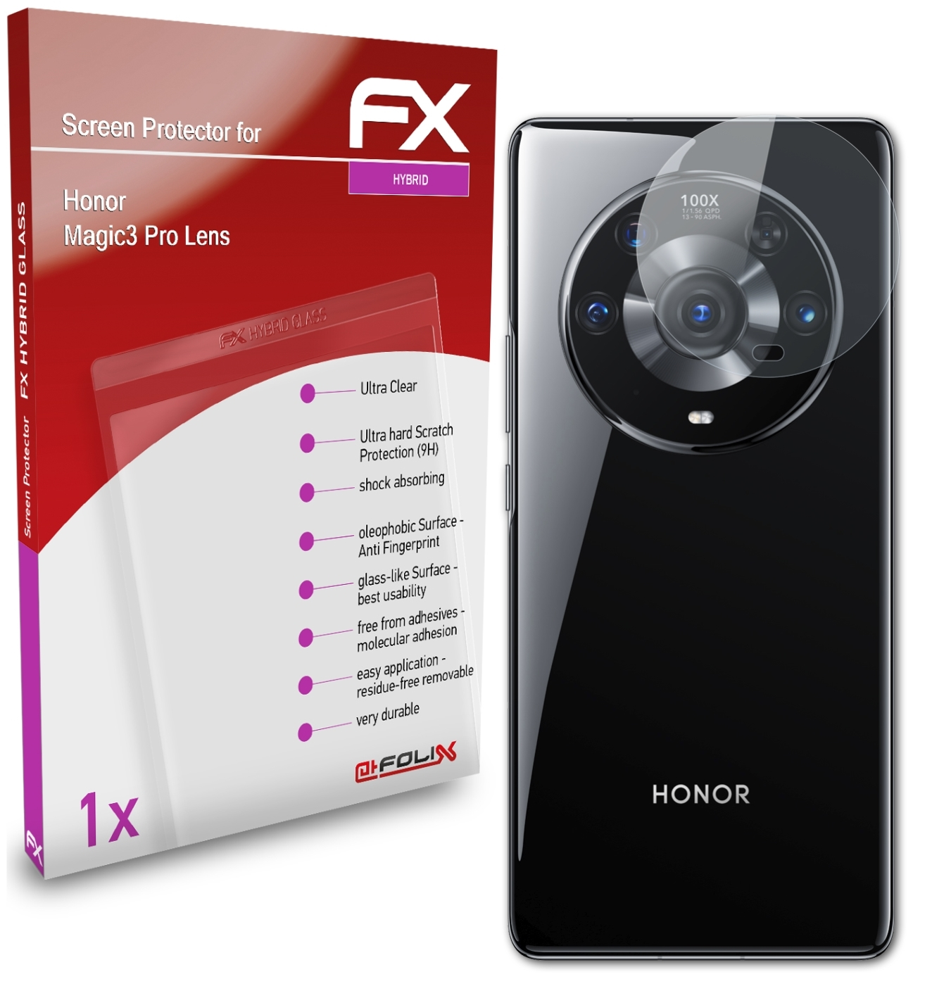 ATFOLIX Magic3 FX-Hybrid-Glass Pro Honor Lens) Schutzglas(für
