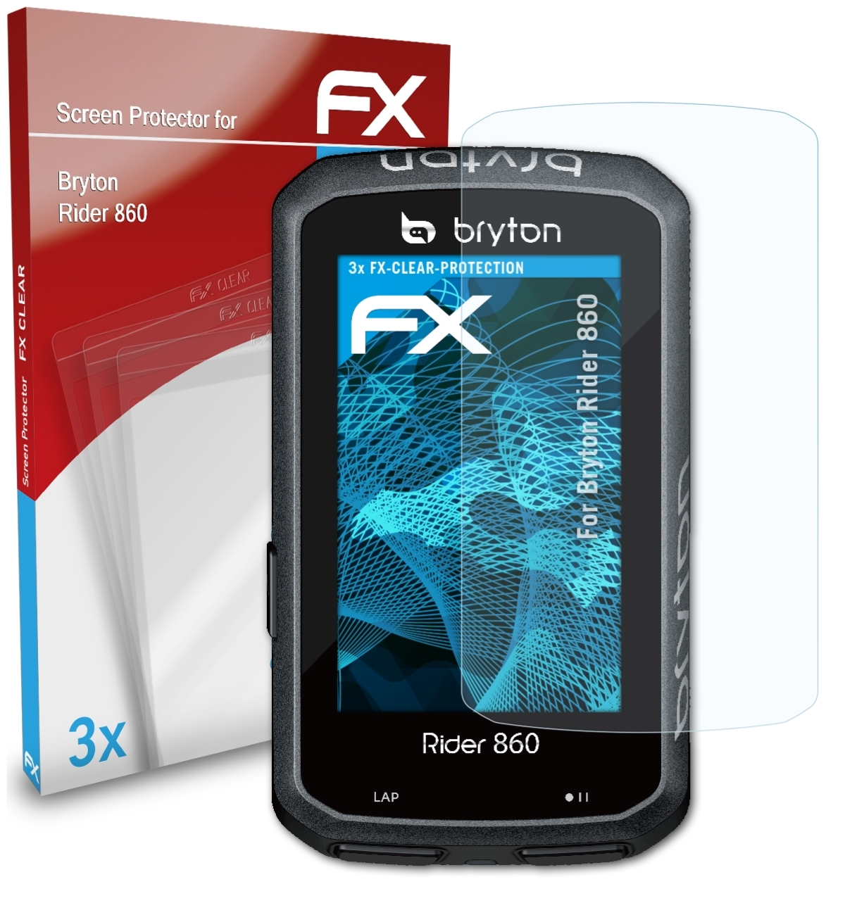 ATFOLIX 3x Bryton FX-Clear 860) Rider Displayschutz(für