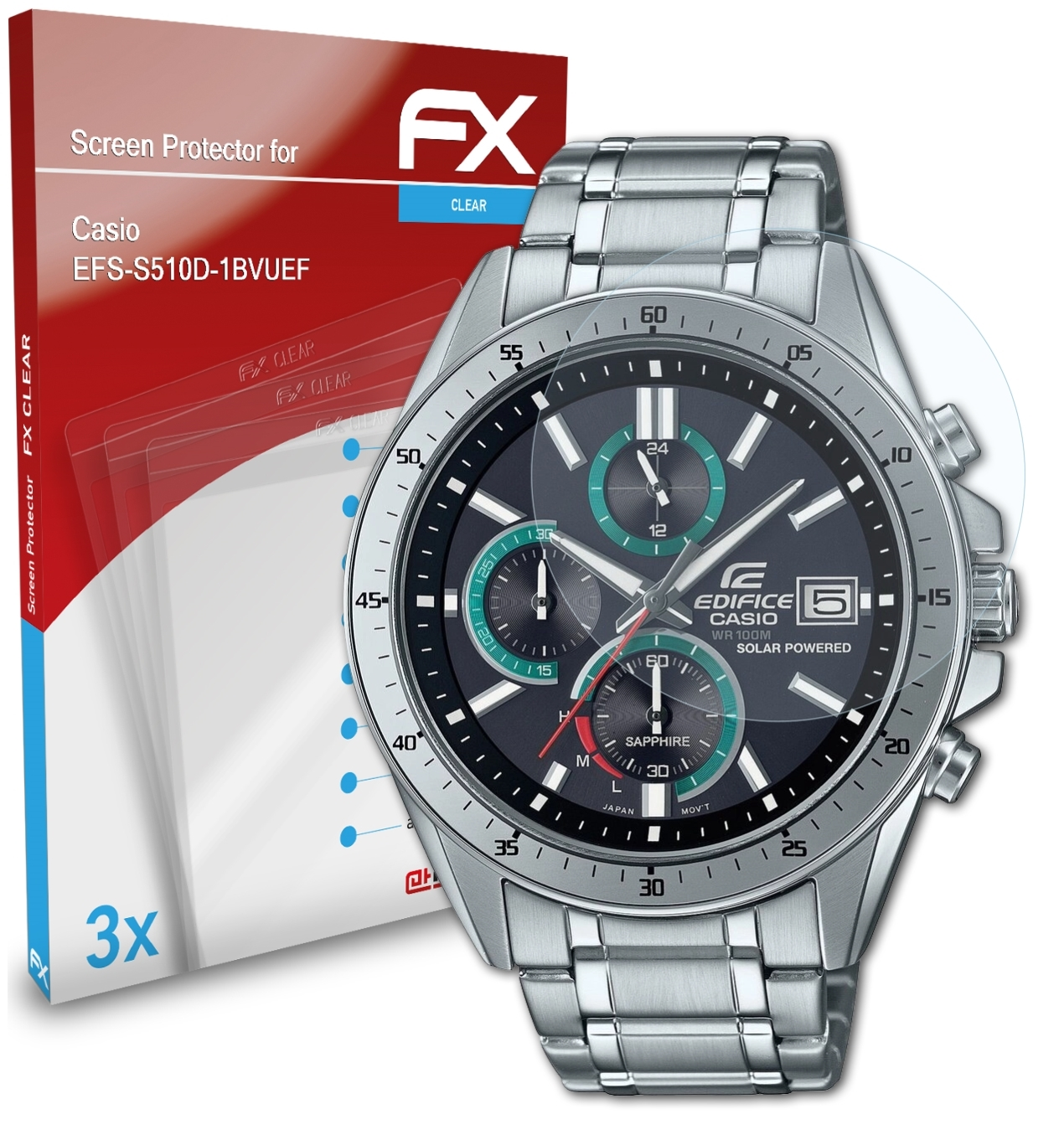 ATFOLIX 3x FX-Clear Displayschutz(für Casio EFS-S510D-1BVUEF)