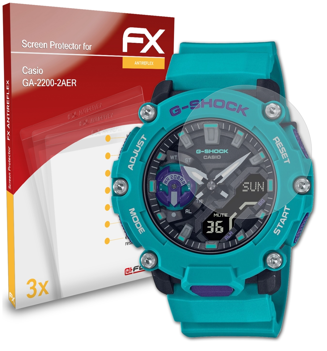ATFOLIX 3x Casio FX-Antireflex GA-2200-2AER) Displayschutz(für