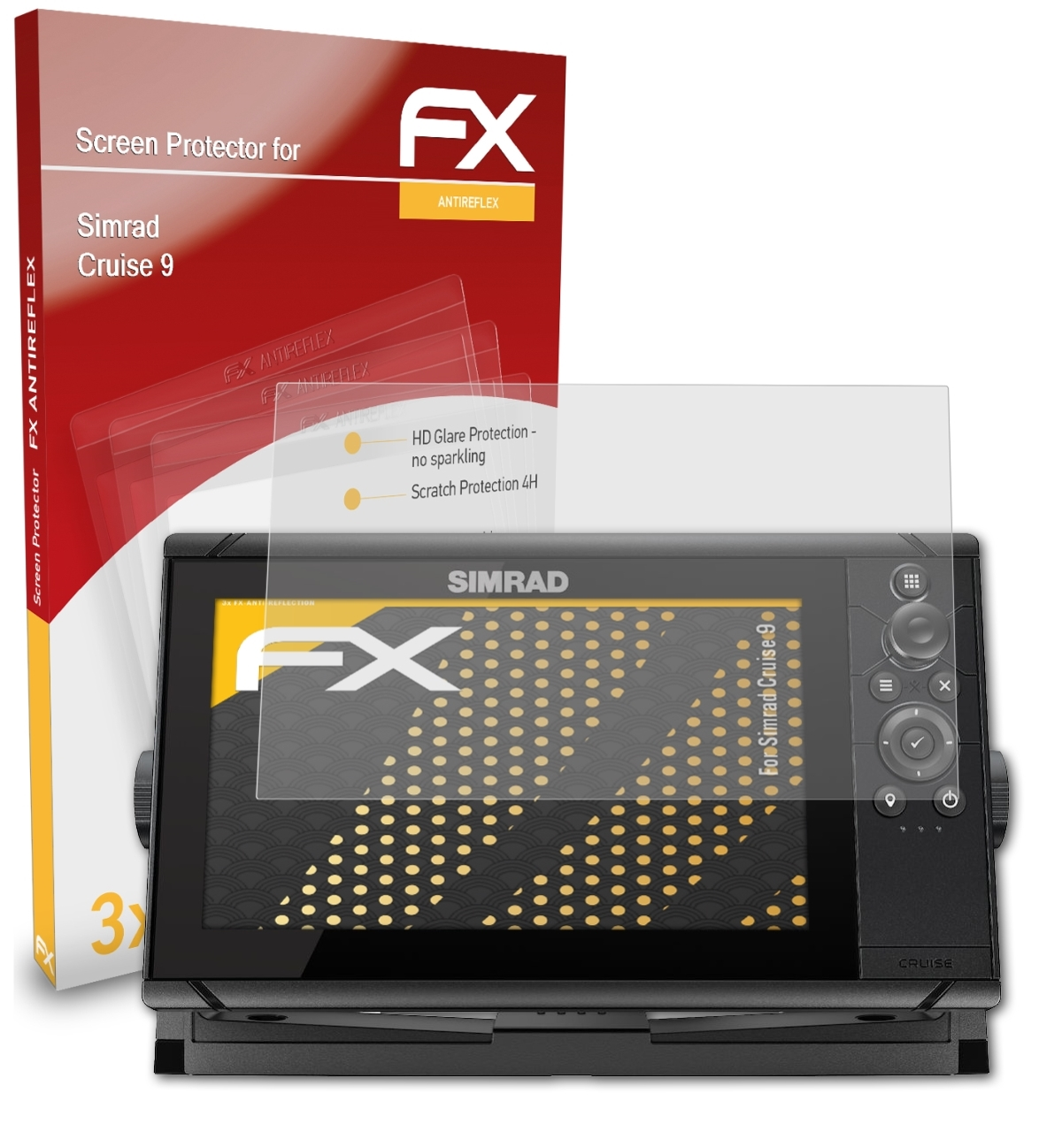 ATFOLIX 3x Simrad FX-Antireflex Cruise Displayschutz(für 9)