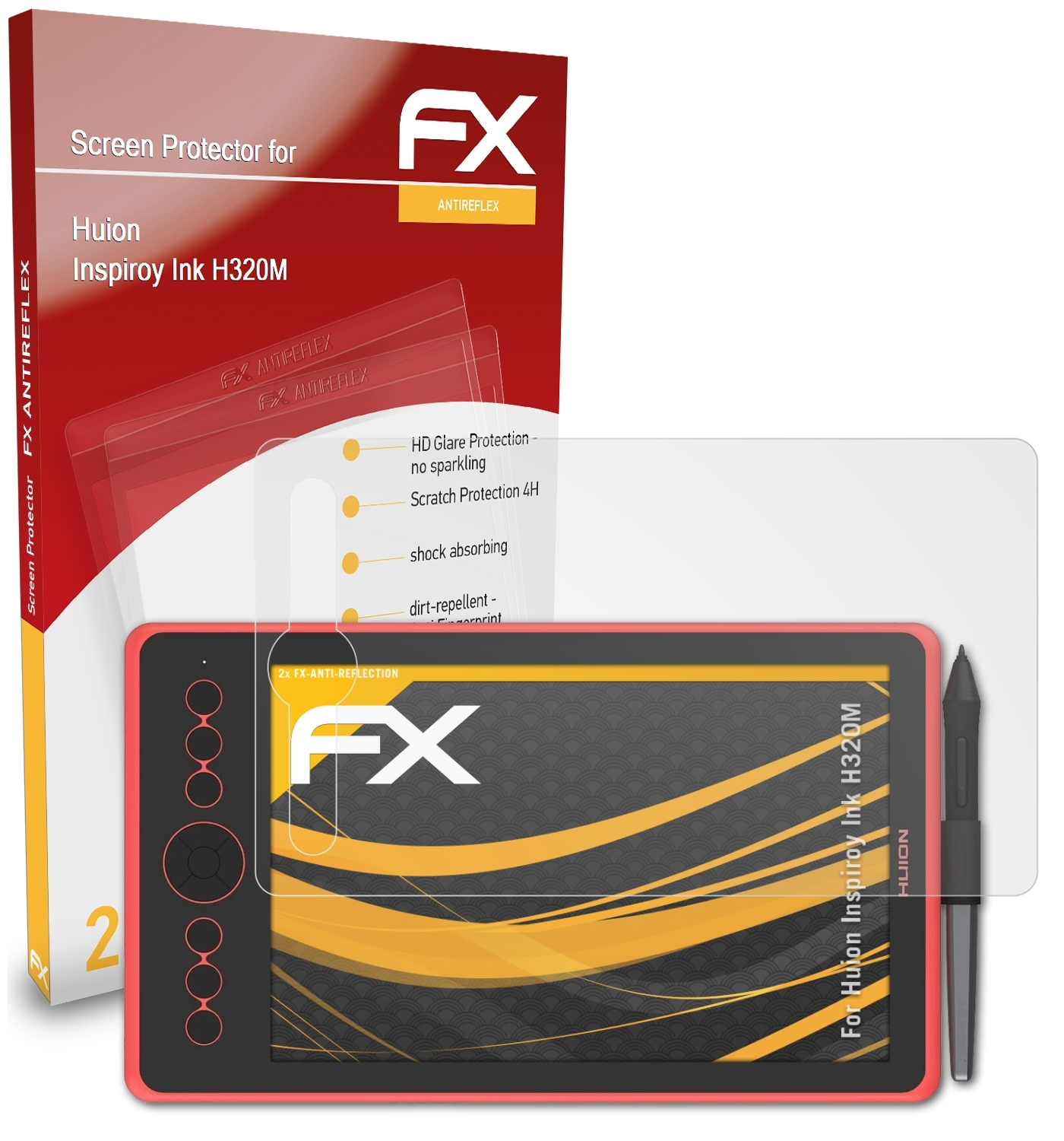 ATFOLIX 2x Inspiroy FX-Antireflex Ink Displayschutz(für H320M) Huion