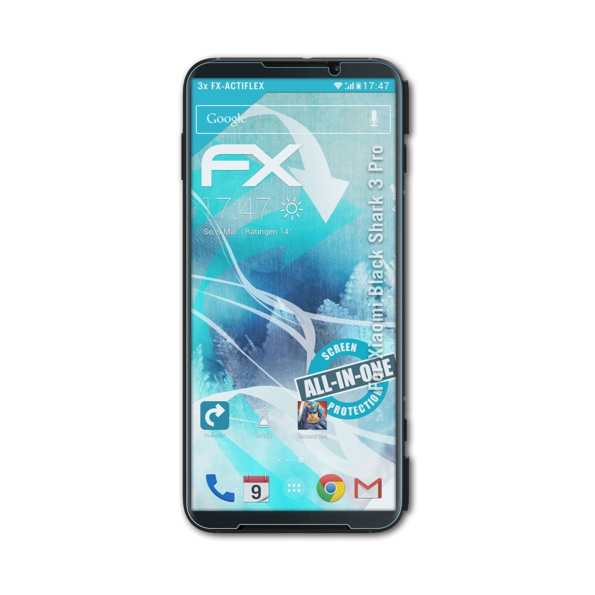 Xiaomi 3 Shark 3x Displayschutz(für Pro) ATFOLIX FX-ActiFleX Black