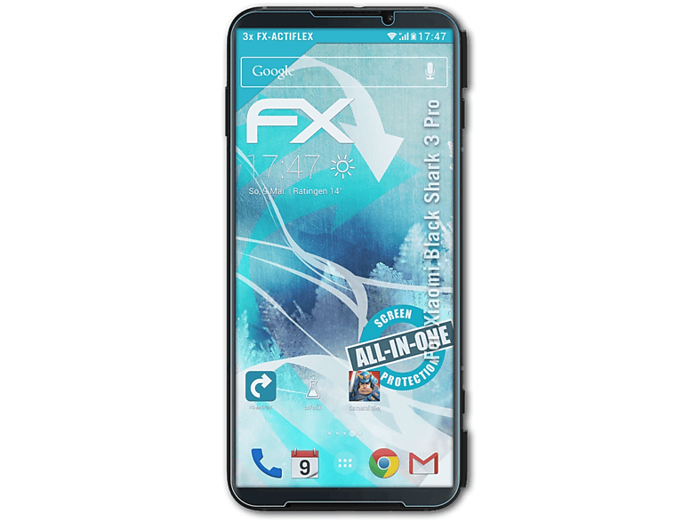 ATFOLIX 3x FX-ActiFleX Displayschutz(für Xiaomi Black Shark 3 Pro)