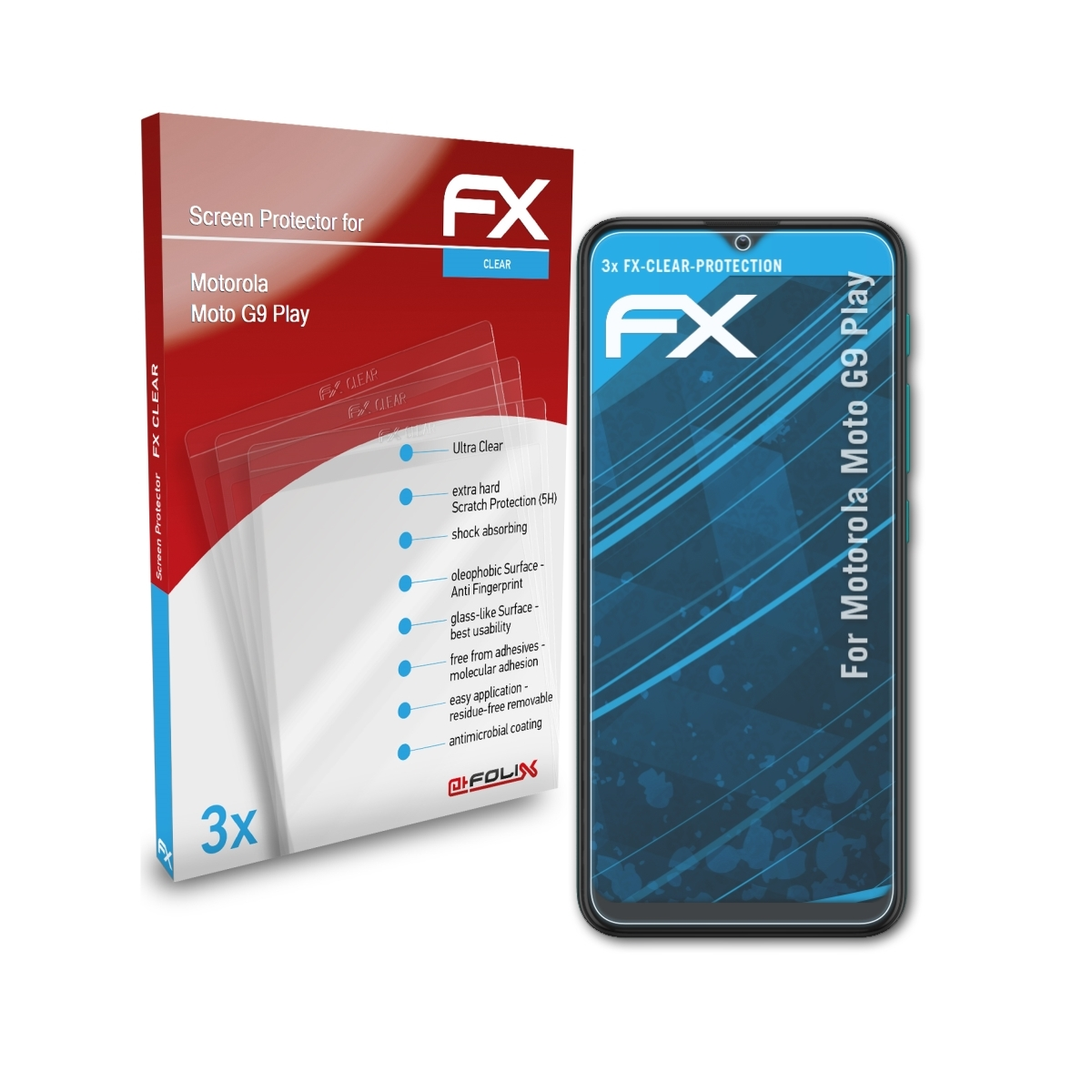 ATFOLIX 3x G9 Motorola FX-Clear Play) Displayschutz(für Moto