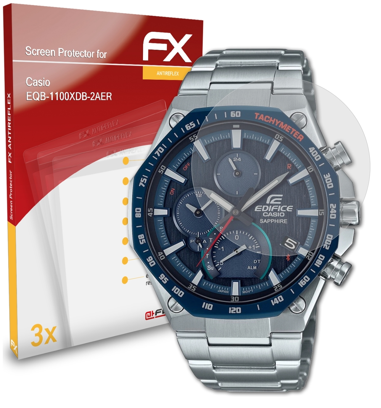 ATFOLIX 3x FX-Antireflex Displayschutz(für Casio EQB-1100XDB-2AER)