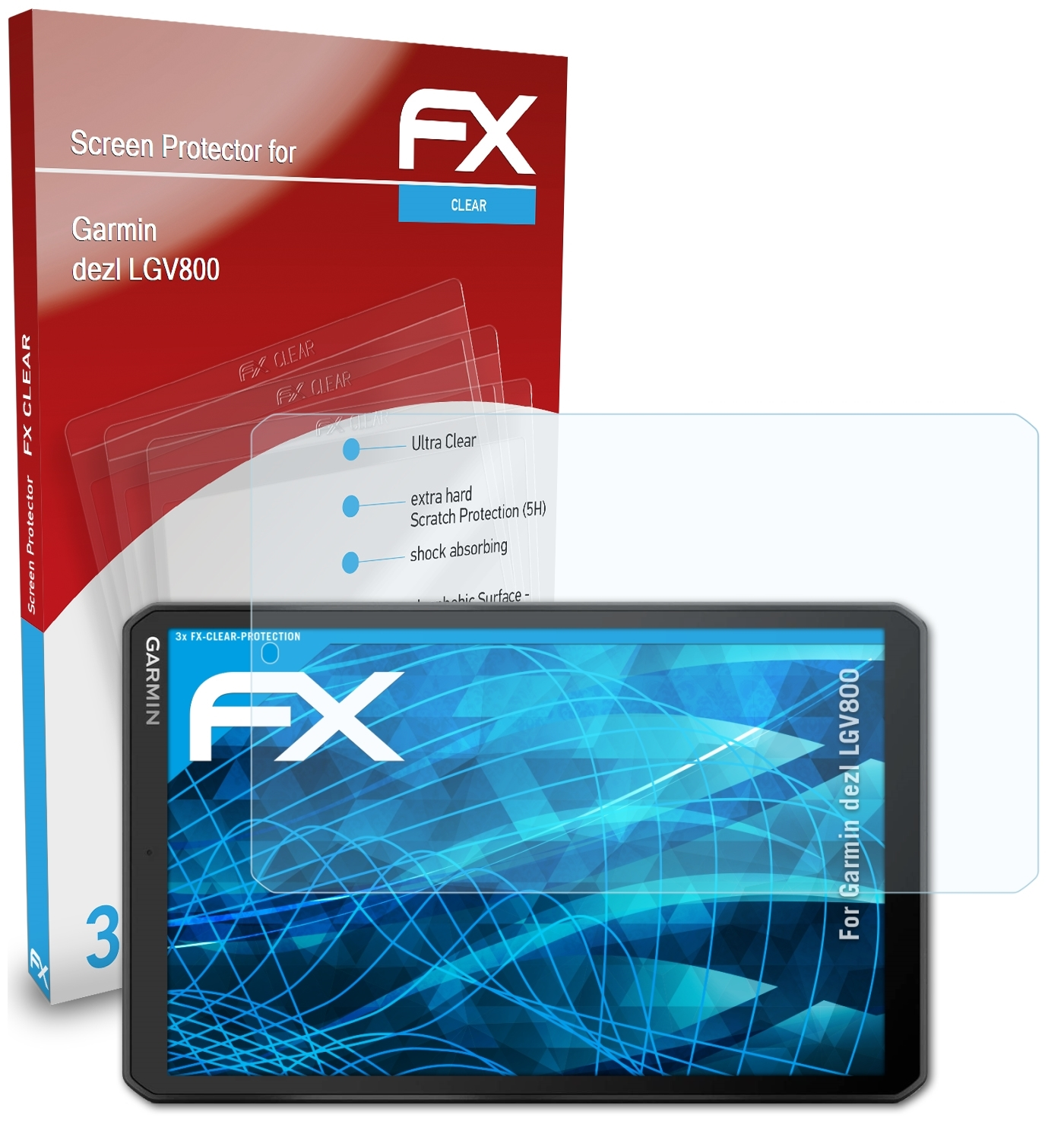 ATFOLIX 3x FX-Clear LGV800) Garmin dezl Displayschutz(für