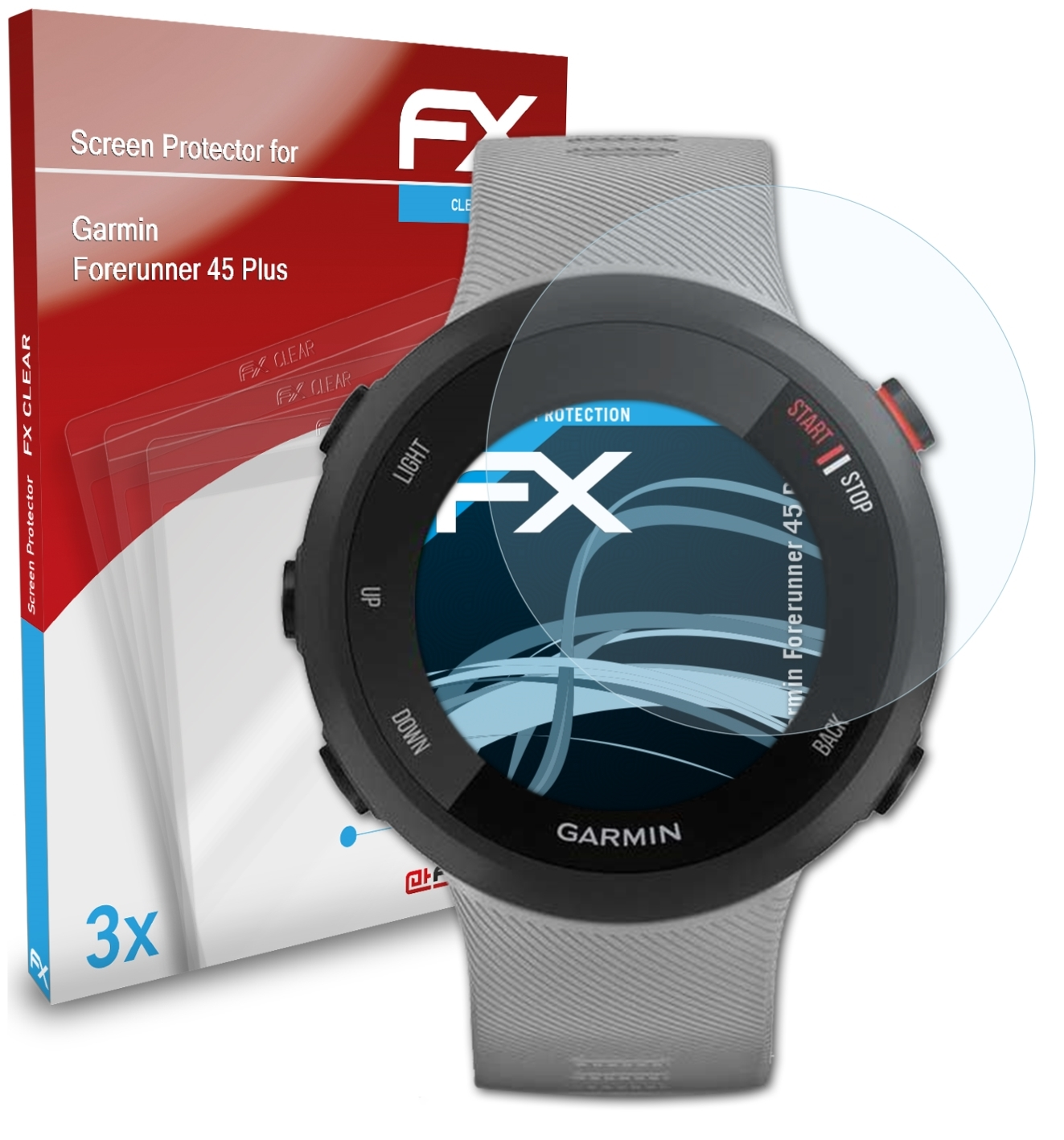 ATFOLIX 3x FX-Clear Displayschutz(für Forerunner Garmin 45 Plus)