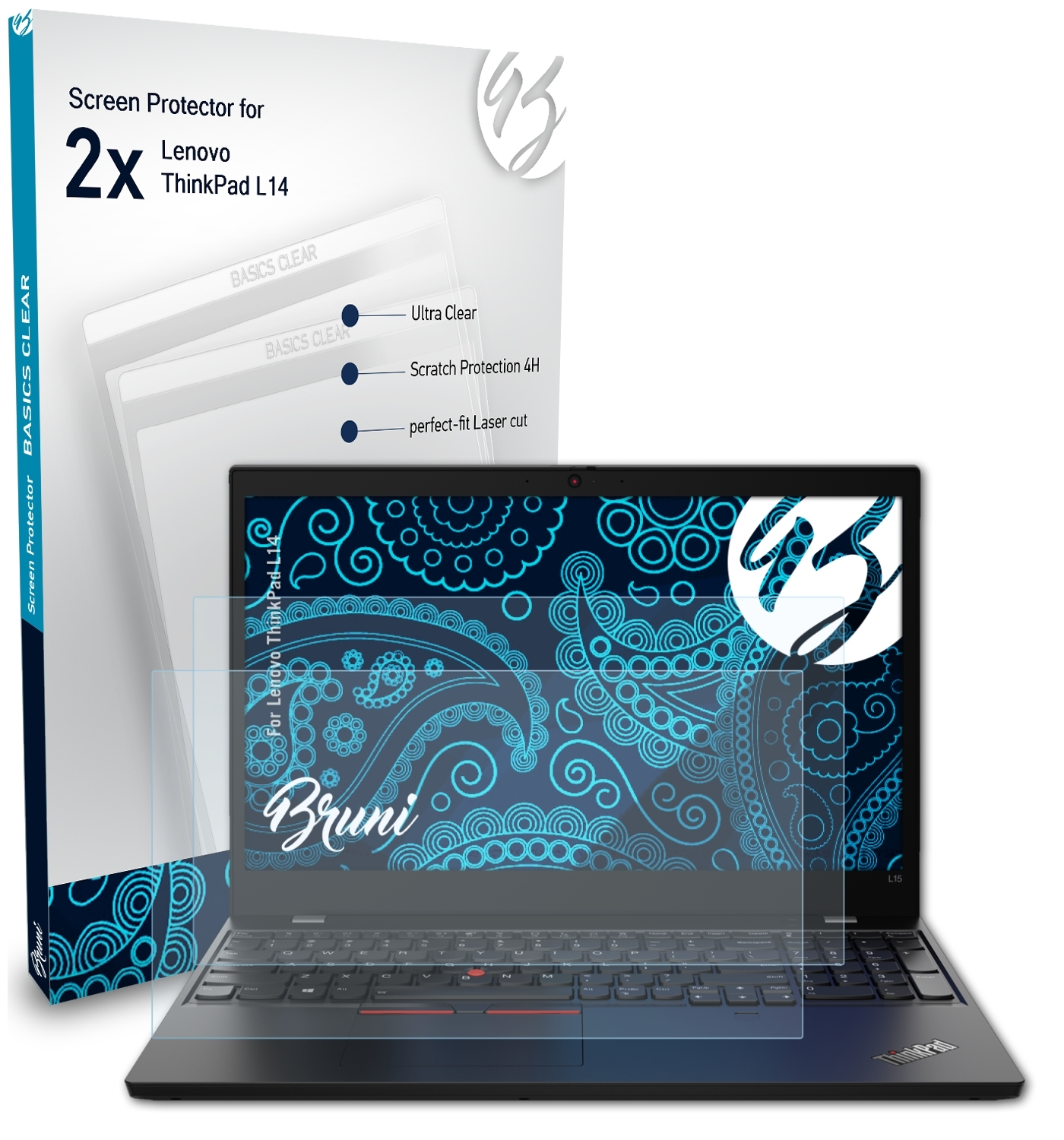 BRUNI 2x Basics-Clear Schutzfolie(für Lenovo L14) ThinkPad