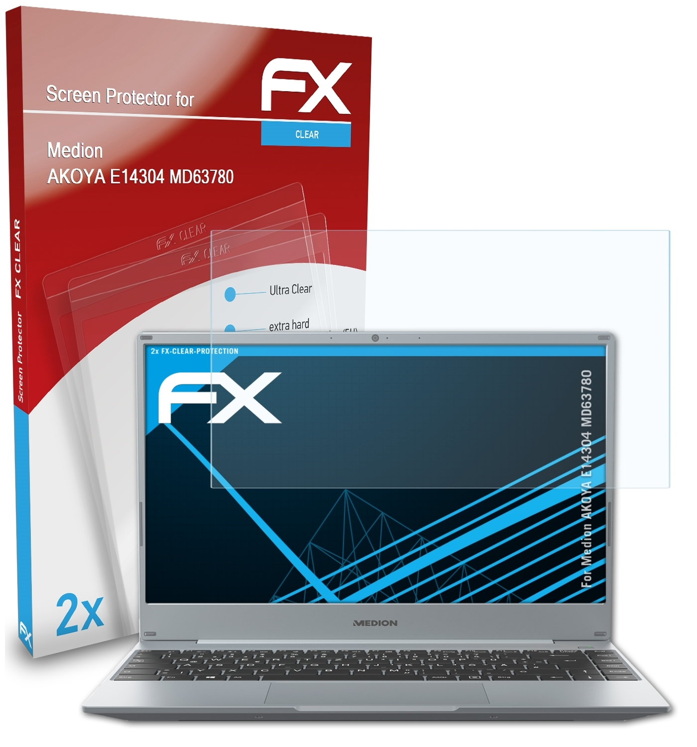 ATFOLIX 2x FX-Clear Displayschutz(für Medion (MD63780)) AKOYA E14304