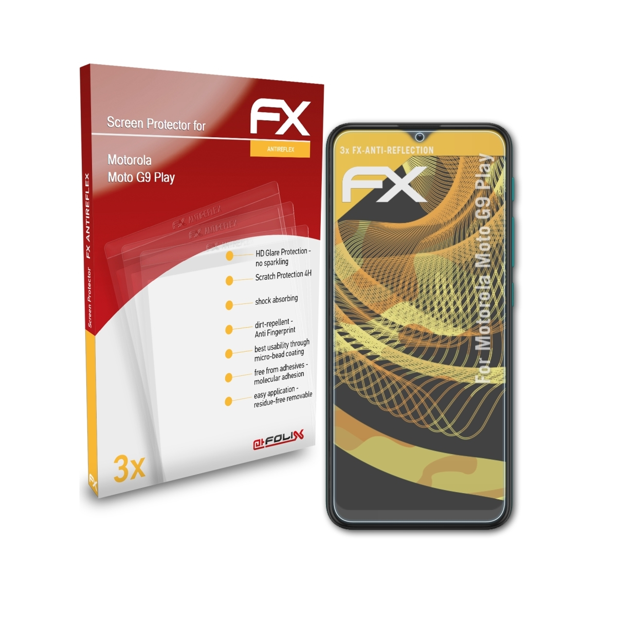 ATFOLIX 3x Displayschutz(für FX-Antireflex Moto Play) Motorola G9