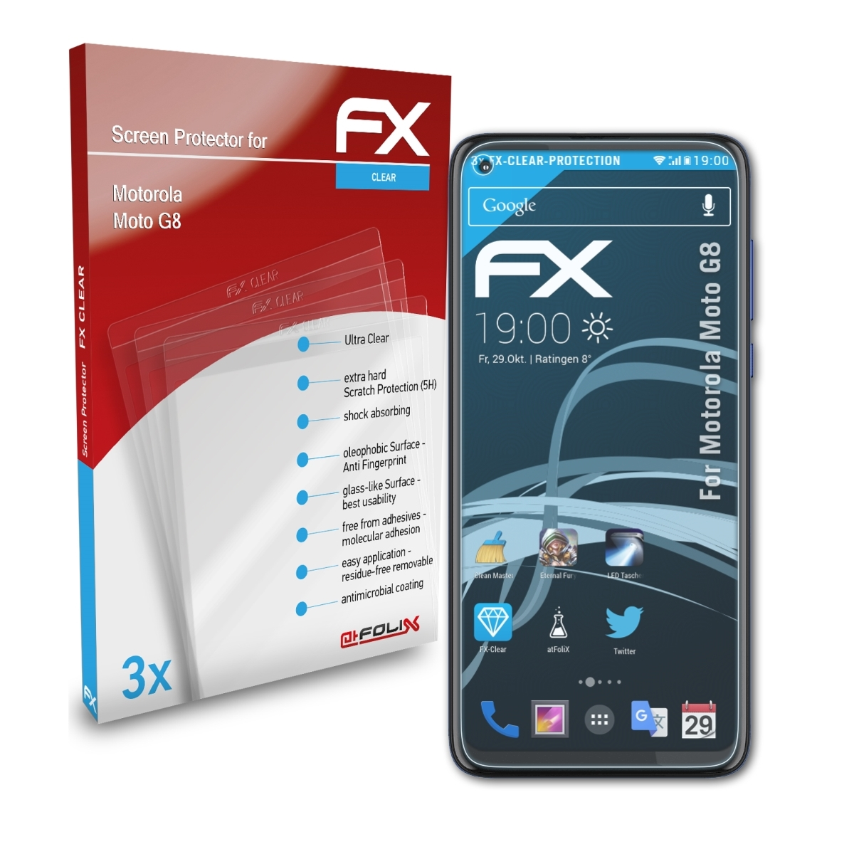 ATFOLIX 3x FX-Clear G8) Displayschutz(für Moto Motorola